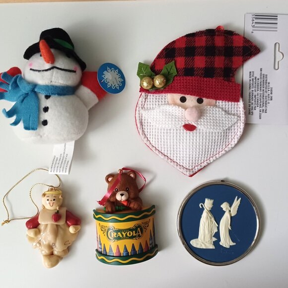 Lot of 5 Christmas Ornaments Norman Rockwell, Doll, Bear, Santa, Snowman - Picture 1 of 11
